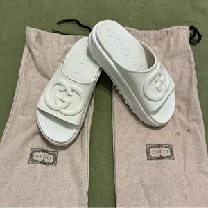 Gucci Cream Slide Sandals